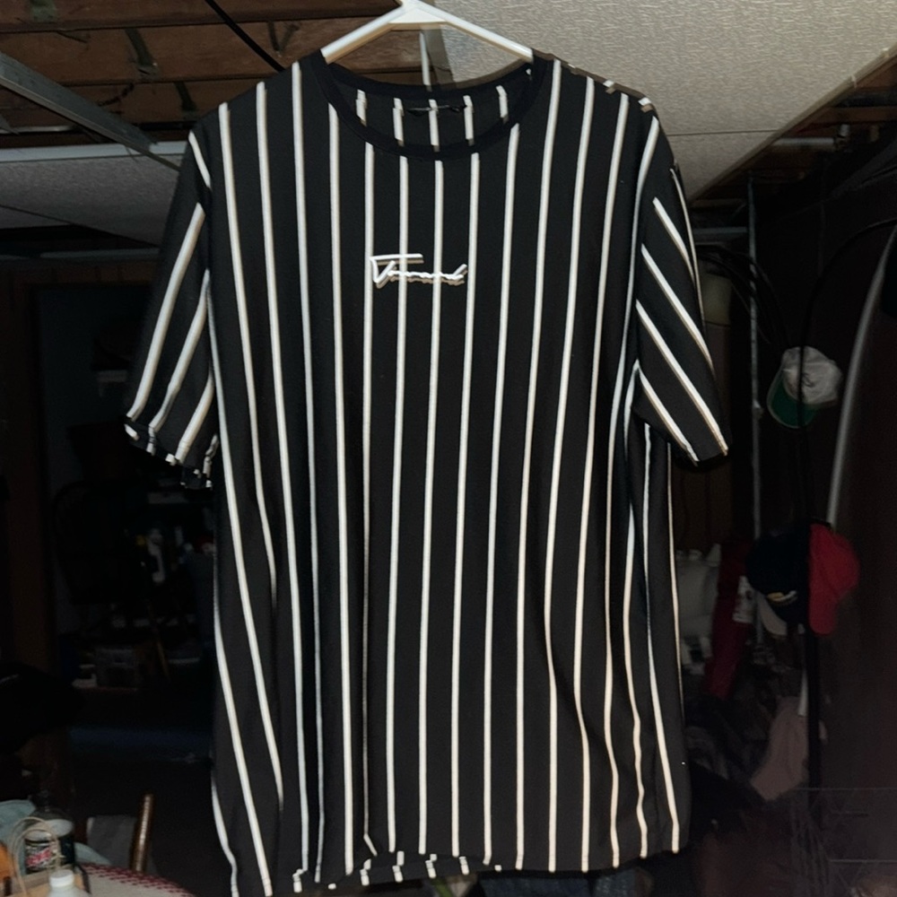 Another SHEIN shirt black and white horizontal pinstripes.